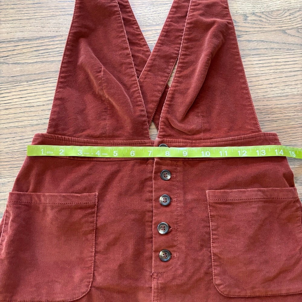 Free People Womens Rust Orange Corduroy Pinafore Overall Mini Dress Size 4 - Picture 4 of 5